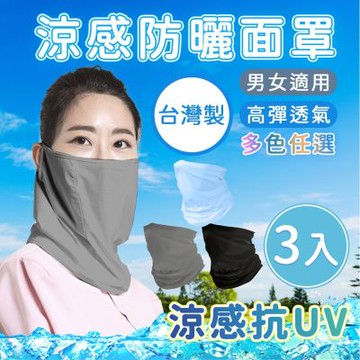 台灣製耳掛式涼感防曬面罩 超值三入組(3色任選)