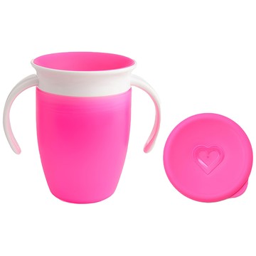 munchkin 滿趣健 Miracle 360度 防漏雙手柄杯子 附杯蓋 207ml  粉色  1個