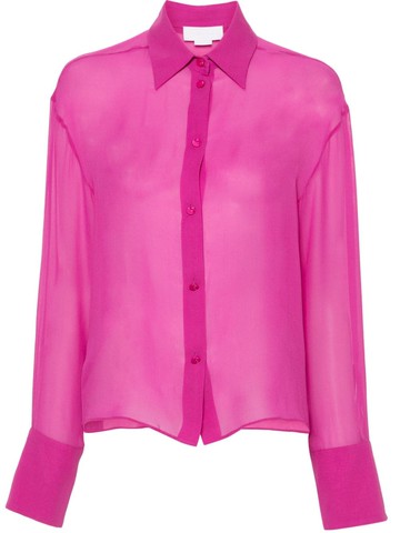 Genny - long-sleeve silk shirt - women - Silk - 42 - Pink