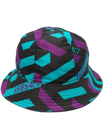 Versace - geometric logo print bucket hat - men - Polyester/Polyamide - 57 - Black