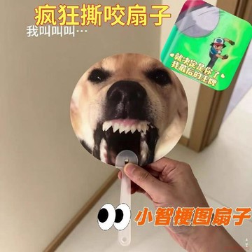 桃園出貨🔥小狗狂叫光柵扇創意趣味大狗叫可愛搞怪扇夏季抽象發瘋宿舍手搖扇