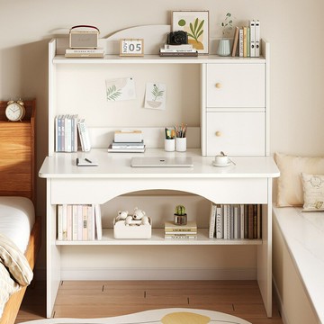 免運 可開發票   家用書桌書櫃一體簡約臺式學生學習桌臥室梳妝臺置物櫃電腦桌