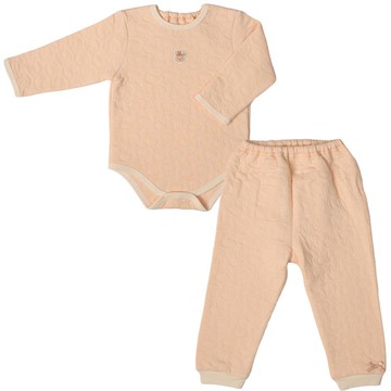 akachan honpo - 長袖包屁衣家居服-保暖鋪棉 兔子-粉紅色