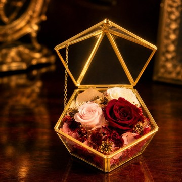 永生花戒指盒【粉紅】| 求婚戒指盒 結婚對戒盒 不凋花 告白 紀念