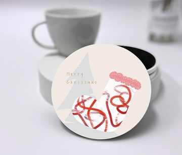 聖誕節系列陶瓷杯墊—許願襪(白)
