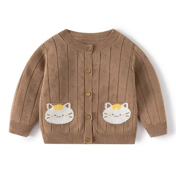 BABUYU - 輕薄透氣小外套-小貓咪-棕色