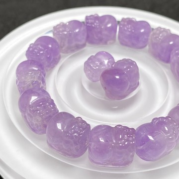 【Rich手作】薰衣草 貔貅 紫水晶 通孔 半成品 手串 水晶 紫玉 水晶雕件 水晶設計 現貨在台 手鍊 手作DIY
