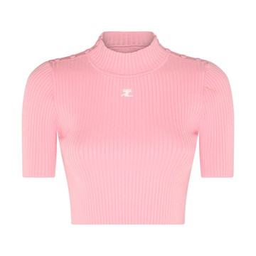 Courreges - Pink Viscose Knitted Crop Top