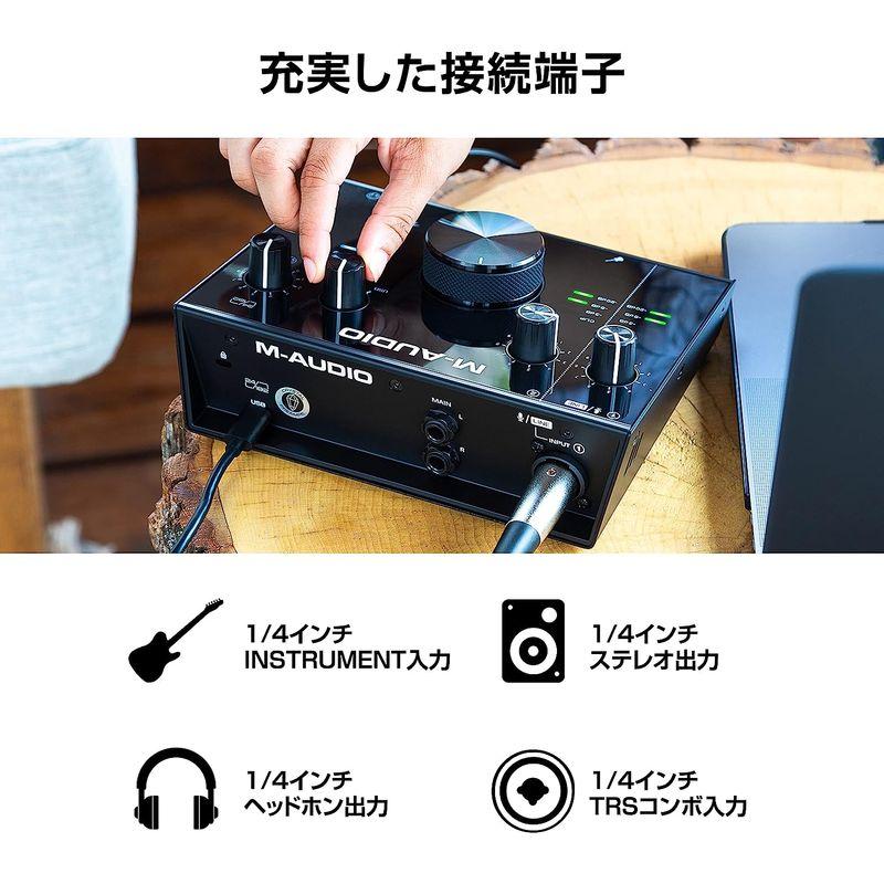 M-Audio DTMセット 2イン 2アウト 24 192 USB オーディオインターフェース・コンデンサーマイク・ショックマウント・XL