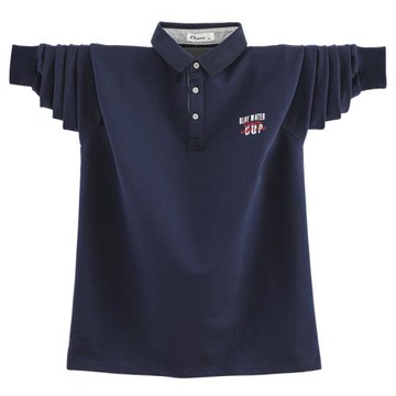 寬松Polo衫男士胖子秋季商務外貿翻領長袖T恤加肥加大碼翻領衫5XL