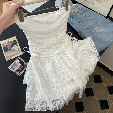 VIVILIAN高級感性感修身顯瘦蕾絲抹胸上衣