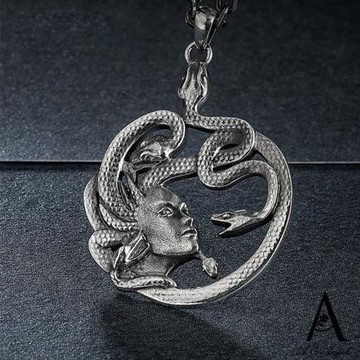 ANGEL 美杜莎之眼蛇型個性民族風長鍊(銀色)