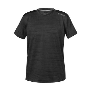 HODARLA 男躍動剪接短袖圓領衫-台灣製 吸濕排汗 T恤 慢跑 路跑 反光 上衣 3162501 麻花黑