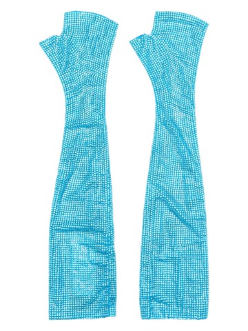 Giuseppe Di Morabito - crystal-embellished mesh gloves - women - Elastane/Polyamide - XS - Blue