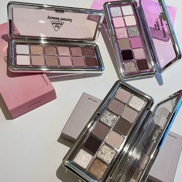 Sunset beauty 情緒框架十二色眼影盤奶茶杏粉大地色系低飽和眼影盤