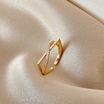 日系復古網紅疊戴開口可調節戒指女冷淡風小眾百搭個性食指戒指環