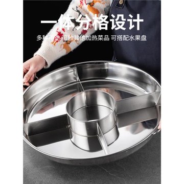 小龍蝦專用分格盤牛蛙干鍋多味拼盤不銹鋼海鮮大咖盤小龍蝦宴圓形