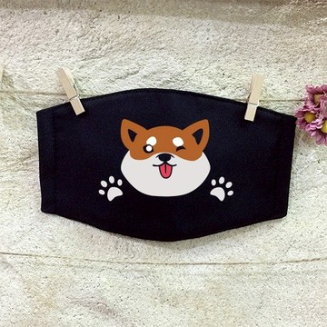 柴犬say hi 手繪設計棉布口罩 透氣舒適 反光材質行車安全