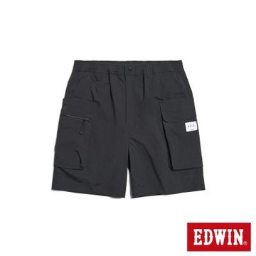 EDWIN 男裝 EFS 大寬版大貼袋休閒短褲-黑色