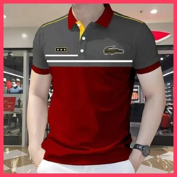 【WYZ】‍夏季新品 短袖POLO衫 短袖上衣 工作服 冰絲涼感 新款POLO翻領紐扣條紋短袖