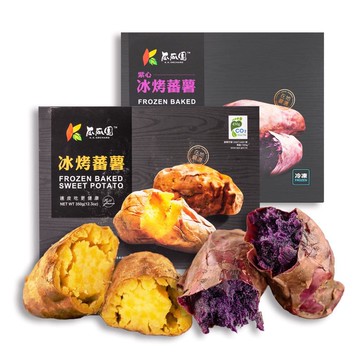 【瓜瓜園】冰烤原味蕃藷(350g)X1+冰烤紫心蕃藷(1kg)X1,共2盒