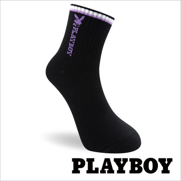 【襪款任選3雙$299 、6雙$511】PLAYBOY漸層條紋女休閒襪-黑(BY2323)