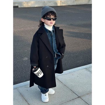兒童毛呢大衣洋氣秋冬新款男童2025外套中大童中長款百搭呢子上衣