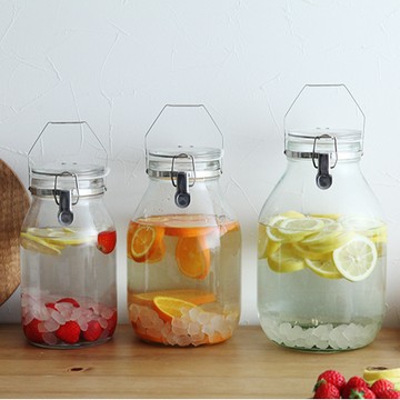 日本星硝 日本製醃漬/梅酒密封玻璃保存罐2L 2入組