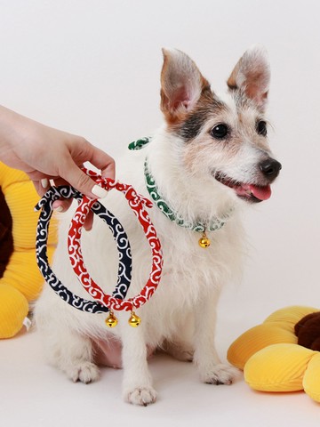 日式和風可調節鈴鐺寵物項圈