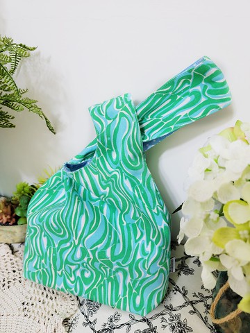 北歐風格綠色圖案手提包肩背包全棉帆布手工制