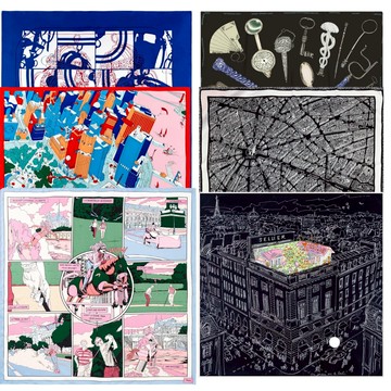 現代感 輕薄 90*90 大絲巾  尼龍 頭巾 尼龍 軟質 領巾 掛巾 披肩 嘻哈 穿搭 復古  包包巾 巴黎 紐約