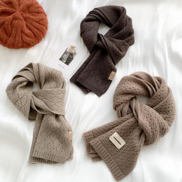 奶咖色韓版針織圍巾女秋冬季日系百搭加厚保暖學生情侶毛線圍脖男