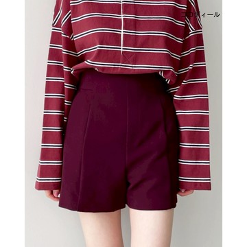 【ココディール】經典酒紅俐落高腰短褲 O6S16151