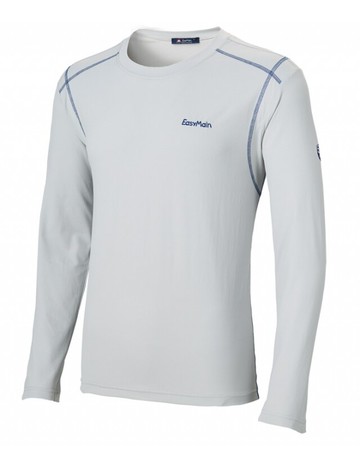 ├登山樂┤ 台灣EasyMain衣力美 男細橫紋排汗長T恤 # TE19021 淺灰(7100)