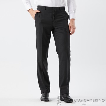 【ROBERTA 諾貝達】男款 細條紋羊毛黑色西裝長褲(腰身嚴選)
