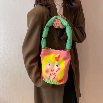 包包女可愛包包充棉飯盒水桶包女上班小拎包外出溜娃手提包袋便攜式時尚上班小包小眾設計感包包 手提包 手拎包 腋下包 托特包
