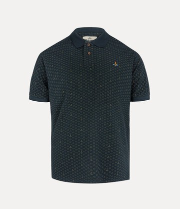 Vivienne Westwood Classic Polo Print Organic Piquet Dots / Orbs Black / White XL Men