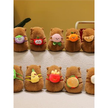 背包款漢堡包卡皮吧啦巴拉公仔水豚鼠玩偶土撥鼠生日禮物兒童玩具