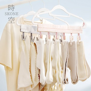 旅行衣架🔥 魔鬼氈掛夾 行衣架 六夾 摺疊衣架 折疊衣架【時空優品】 收納衣架 露營衣架 多功能衣架 晾衣架 灰色 衣架