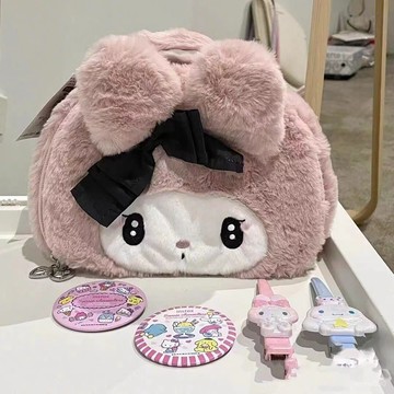 化妝包日係可愛毛絨高顔值大容量收納包