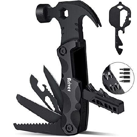 Ariver Multitool Camping Accessories, 13 in Hammer Multitool and Key Shaped Pocket Tool, Survival Tool with screwdrivers, Safety Lock, Gifts for Him