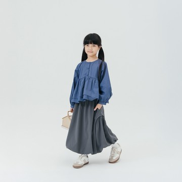 QUEENSHOP_F 童裝 簡約弧形剪裁設計氣球裙 兩色售M/L/XL 現+預 【03021698】