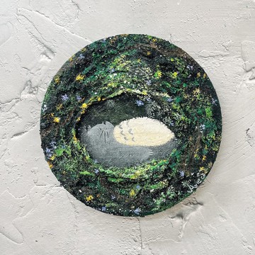 樹洞裡的龍貓 肌理畫作 特別的禮物 生日禮物 手工繪製 無框畫