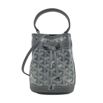 GOYARD Mini Petit Flot 塗料帆布手提/斜背水桶包-迷你/灰