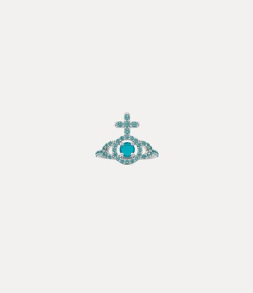 Vivienne Westwood Olympia Ring -Platinum-turquoise-dark-turquoise-cz -Platinum-turquoise-dark-turquoise-cz Unisex