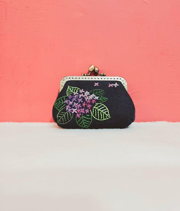 紫陽花刺繡口金包 (C款)