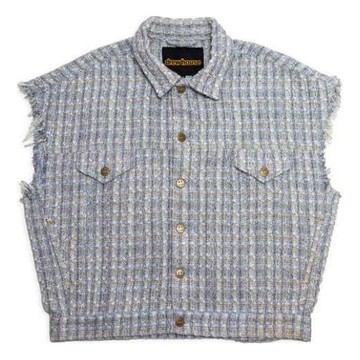 Drew House Boucle Sleeveless Trucker Jacket 'Light Blue'