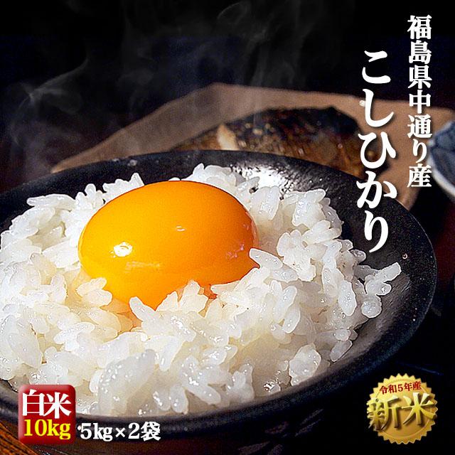  新米 お米 令和5年産 福島県中通り産 コシヒカリ 白米10kg(5kg×2個) 送料無料 ※一部地域を除く