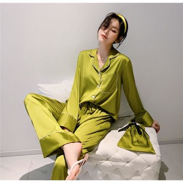 2022 Spring Summer Ladies Long Sleeve Pants Home Set布袋睡衣