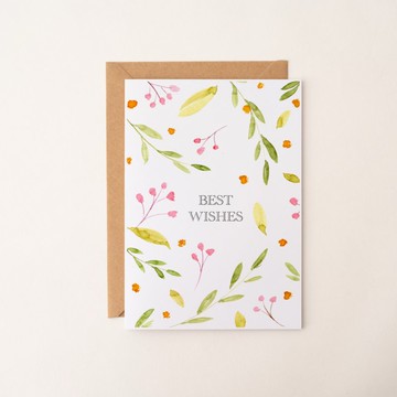 Best Wishes水彩花卉卡片 萬用卡 生日卡片 感謝卡 藝術卡 賀卡
